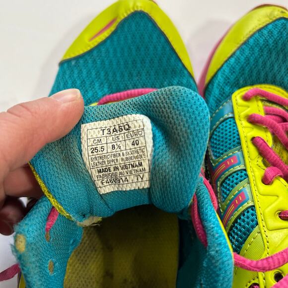 Asics Womens 8.5 Gel Frantic 7 Pink, Blue & Green Neon Running Sneakers Athletic - Picture 4 of 8